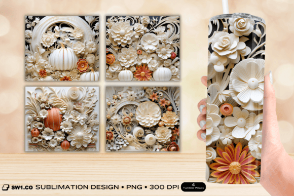 3D White Flower Tumbler Sublimation Wrap: A Unique and Stylish Addition to Your Drinkware
