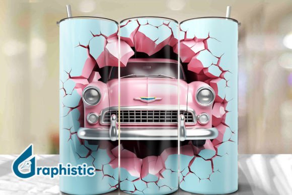 Car 3D Smashed Wall Art Background 12