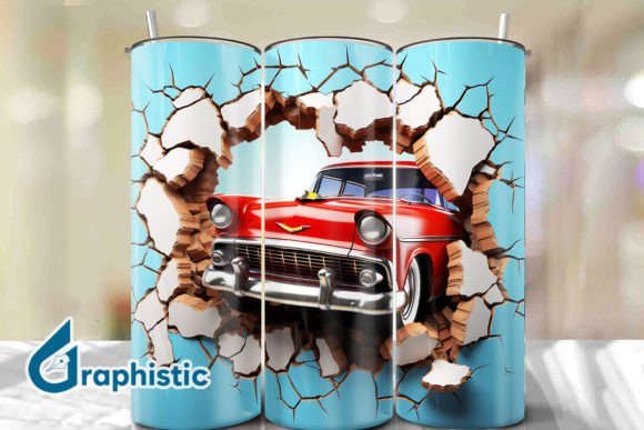 Car 3D Smashed Wall Art Background 19: A Unique Design Element for Your Projects