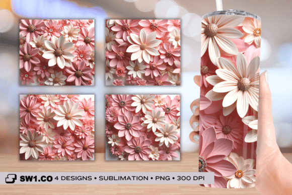 Embrace Elegance with 3D Pink Daisy Flower Tumbler Sublimation