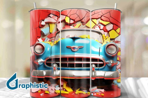 Enhance Your Designs with Car 3D Smashed Wall Art
