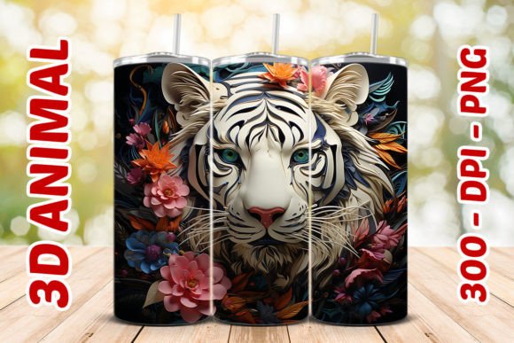 Enhance Your Drinkware with 3D White Tiger Tumbler 1