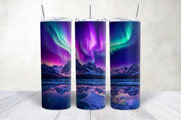 Enhance Your Drinkware with the 3D Colorful Northern Lights Tumbler Wrap