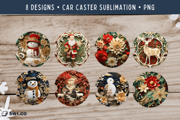 Explore 3D Christmas Car Coaster PNGs