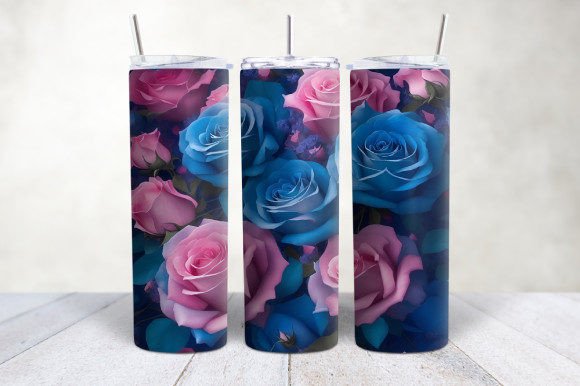 Explore the Versatility of 3D Blue Pink Roses Tumbler Wrap