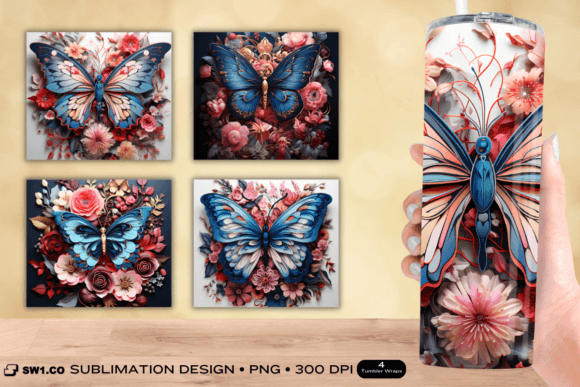 Exploring the 3D Paper Art Butterfly Tumbler Wrap PNG for Sublimation Projects