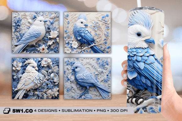 High-Quality 3D Bird Skinny Tumbler Design