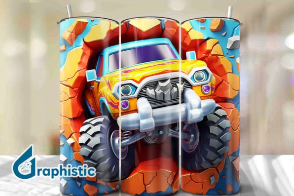 Monster Truck 3D Smashed Wall Art 04