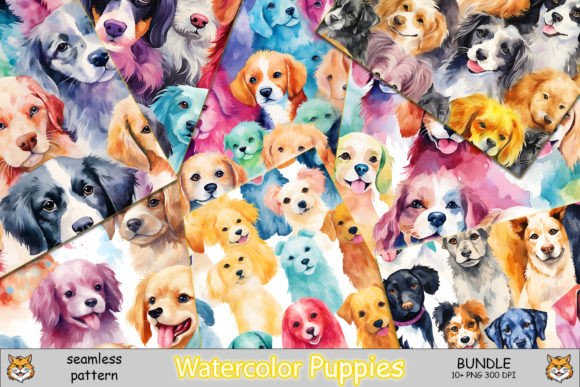 Puppies Seamless Pattern Bundle for Creative Projects
