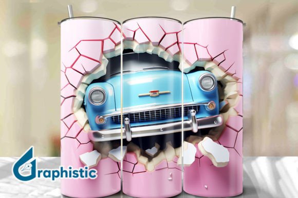 Transform Your Space with Car 3D Smashed Wall Art Background 07