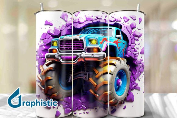 Unleash Creativity with Monster Truck 3D Smashed Wall Art 24