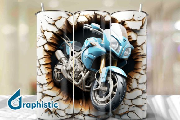 Unleash Your Creativity with the Motorbike 3D Smashed Wall Background 08
